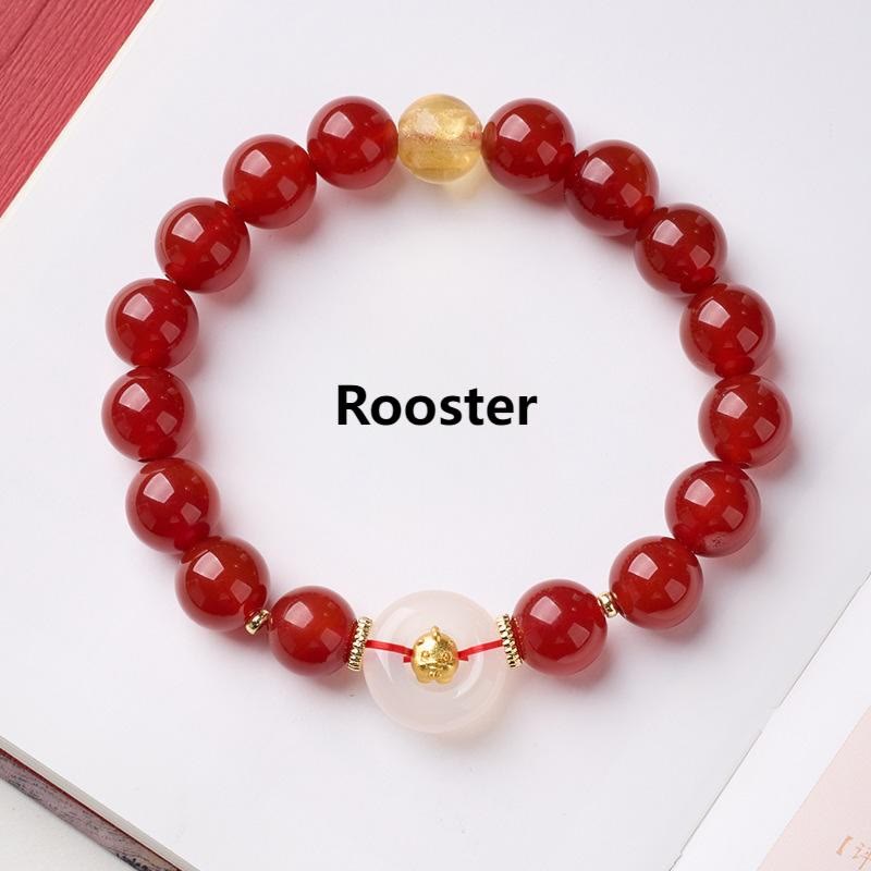 Nimara Ritual Chinese Zodiac Year Of The Horse Peace Buckle Red Agate White Chalcedony Confidence Bracelet