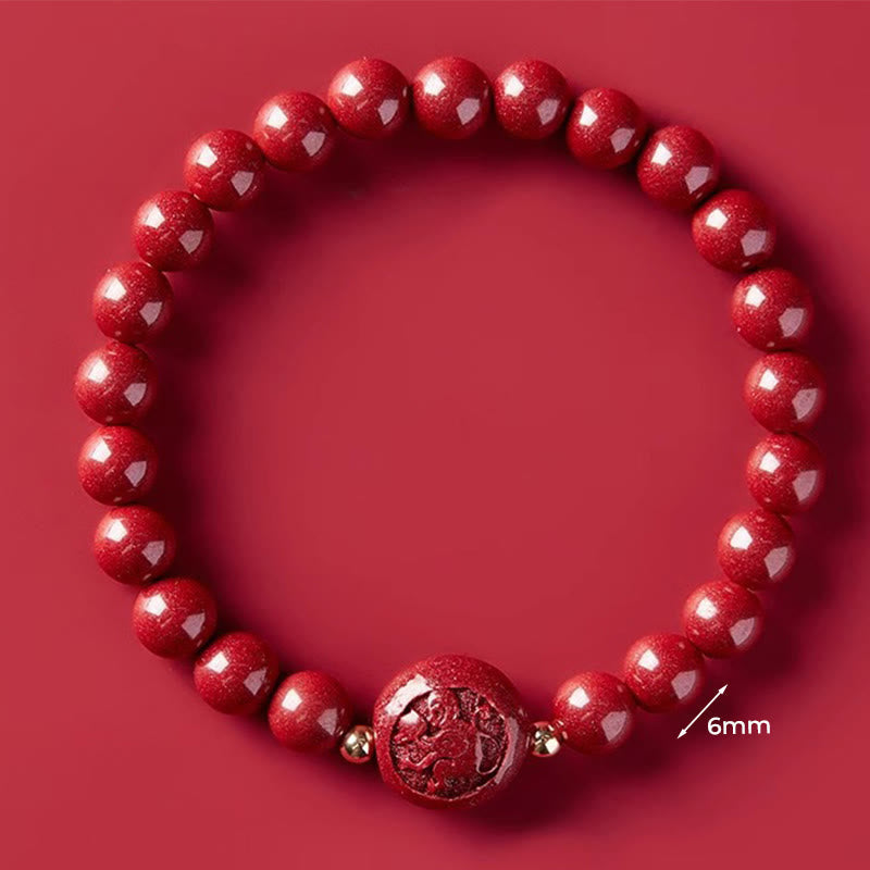 Nimara Ritual Chinese Zodiac Year Of The Horse Carved Cinnabar Peaceful Blessing Bracelet