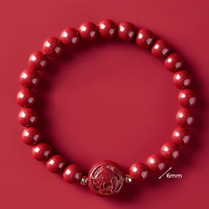 Nimara Ritual Chinese Zodiac Year Of The Horse Carved Cinnabar Peaceful Blessing Bracelet