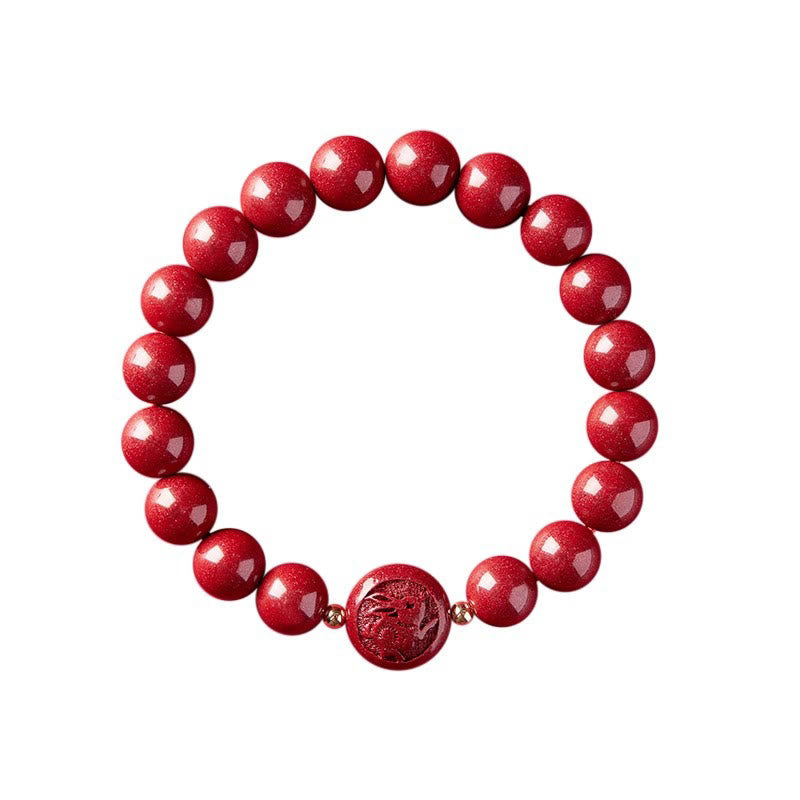 Nimara Ritual Chinese Zodiac Year Of The Horse Carved Cinnabar Peaceful Blessing Bracelet