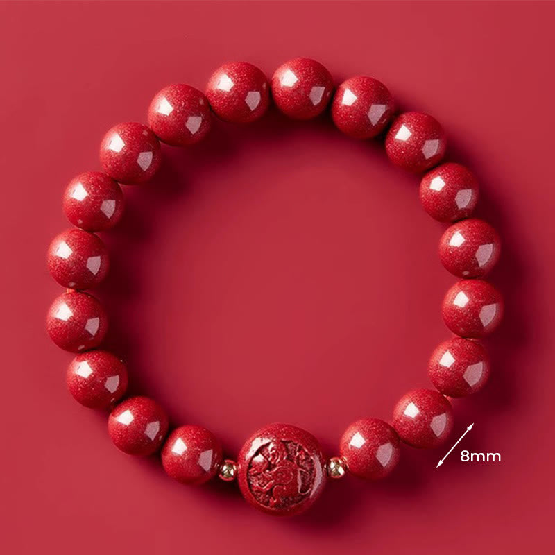Nimara Ritual Chinese Zodiac Year Of The Horse Carved Cinnabar Peaceful Blessing Bracelet