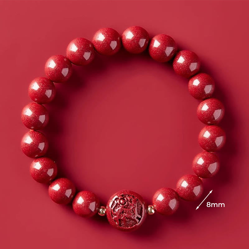 Nimara Ritual Chinese Zodiac Year Of The Horse Carved Cinnabar Peaceful Blessing Bracelet