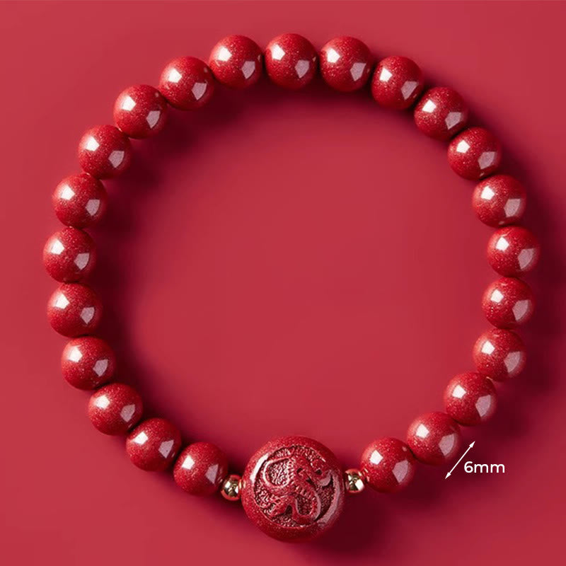 Nimara Ritual Chinese Zodiac Year Of The Horse Carved Cinnabar Peaceful Blessing Bracelet