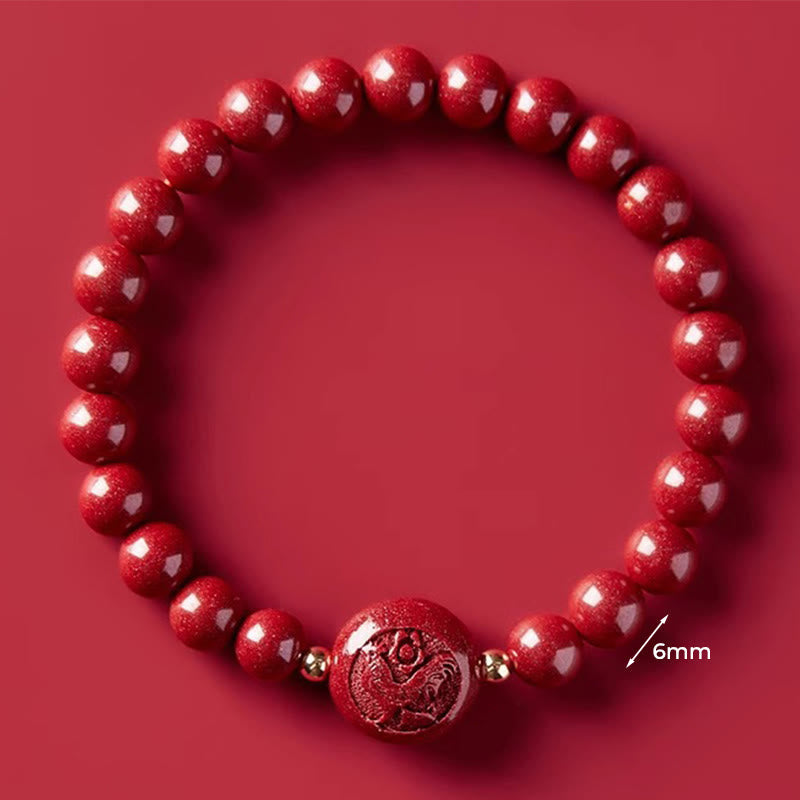 Nimara Ritual Chinese Zodiac Year Of The Horse Carved Cinnabar Peaceful Blessing Bracelet