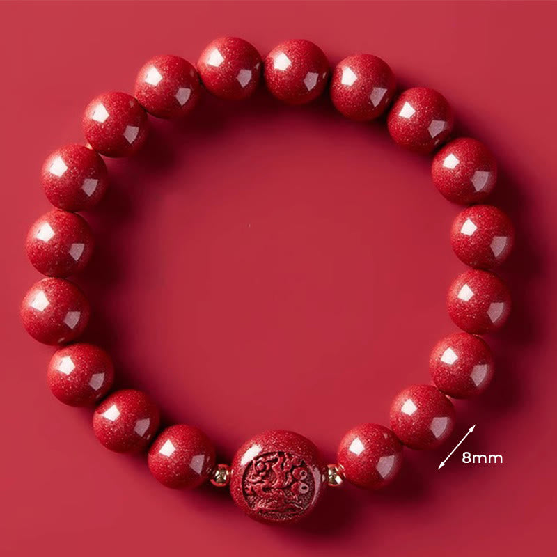 Nimara Ritual Chinese Zodiac Year Of The Horse Carved Cinnabar Peaceful Blessing Bracelet