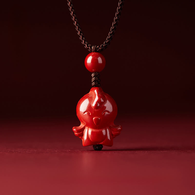 Nimara Ritual Year Of The Horse Chinese Zodiac Engraved Design Cinnabar Blessing Rope Necklace Pendants