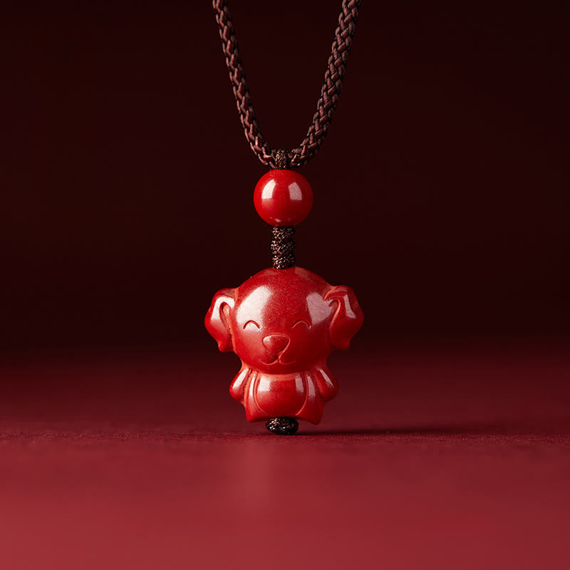Nimara Ritual Year Of The Horse Chinese Zodiac Engraved Design Cinnabar Blessing Rope Necklace Pendants