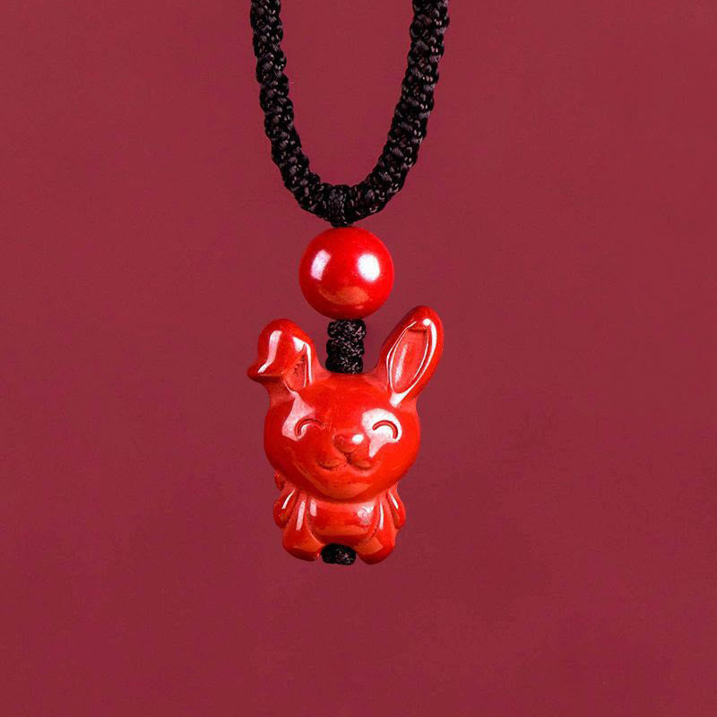 Nimara Ritual Year Of The Horse Chinese Zodiac Engraved Design Cinnabar Blessing Rope Necklace Pendants
