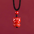 Nimara Ritual Year Of The Horse Chinese Zodiac Engraved Design Cinnabar Blessing Rope Necklace Pendants