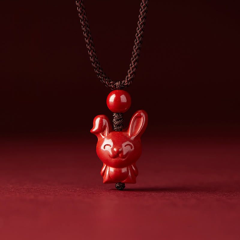 Nimara Ritual Year Of The Horse Chinese Zodiac Engraved Design Cinnabar Blessing Rope Necklace Pendants