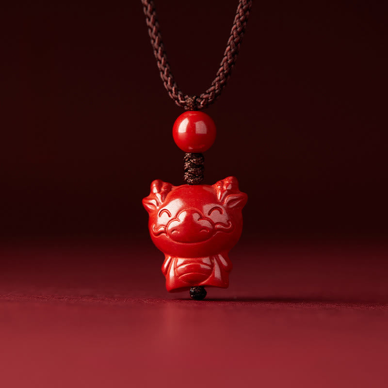 Nimara Ritual Year Of The Horse Chinese Zodiac Engraved Design Cinnabar Blessing Rope Necklace Pendants
