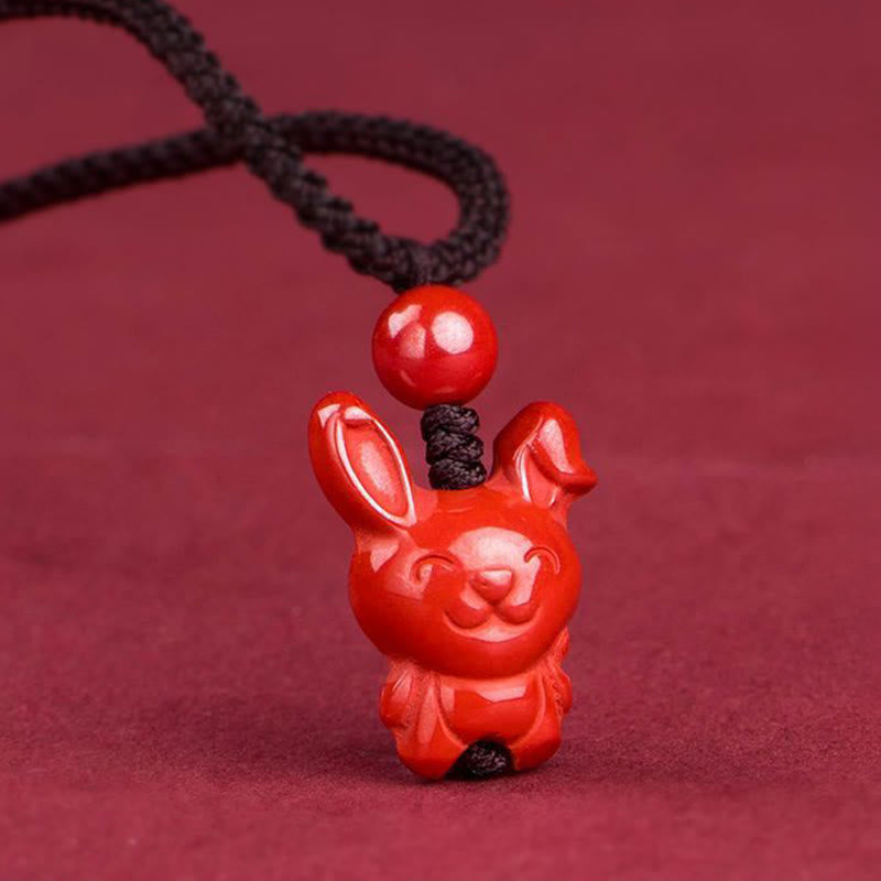 Nimara Ritual Year Of The Horse Chinese Zodiac Engraved Design Cinnabar Blessing Rope Necklace Pendants