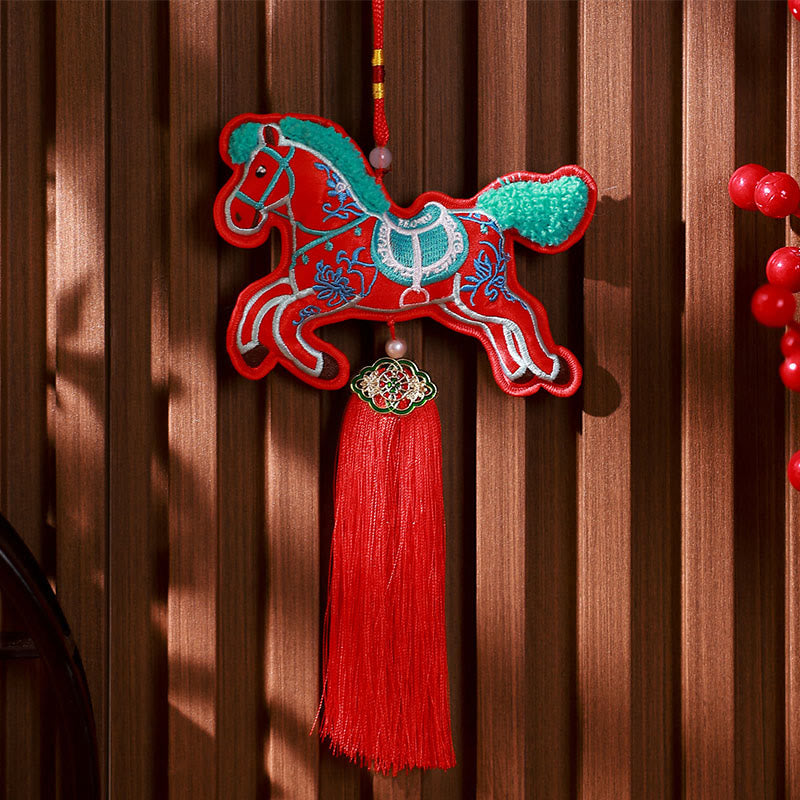 Nimara Ritual Year Of The Horse Embroidery Bell Tassel Hanging Decoration
