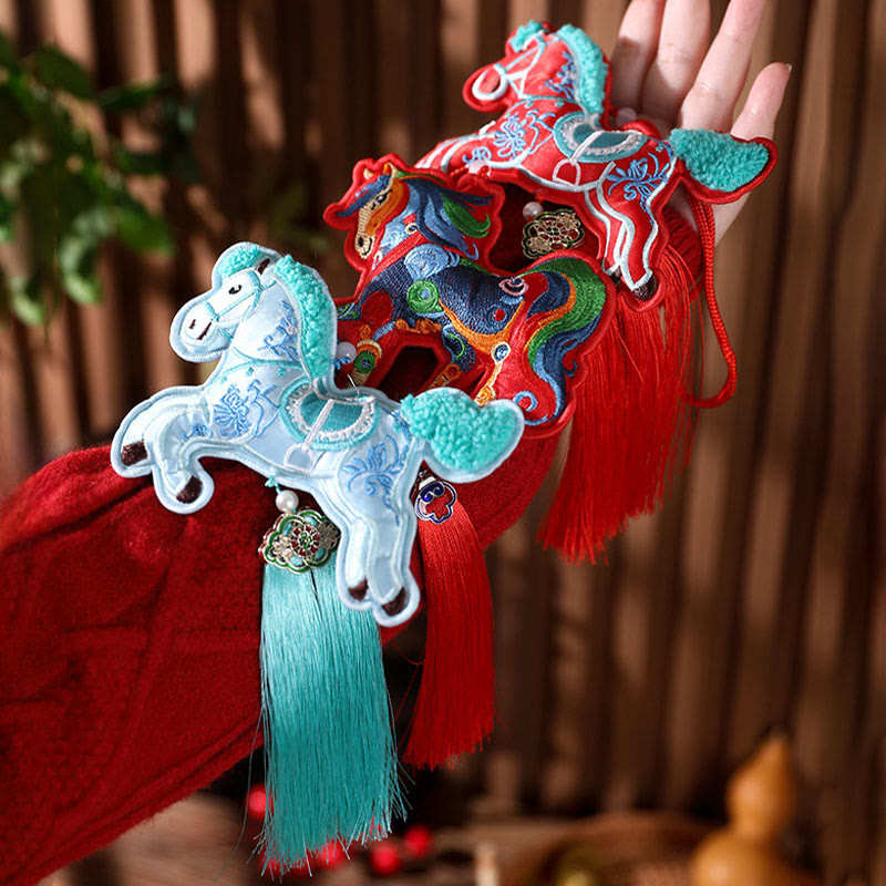 Nimara Ritual Year Of The Horse Embroidery Bell Tassel Hanging Decoration