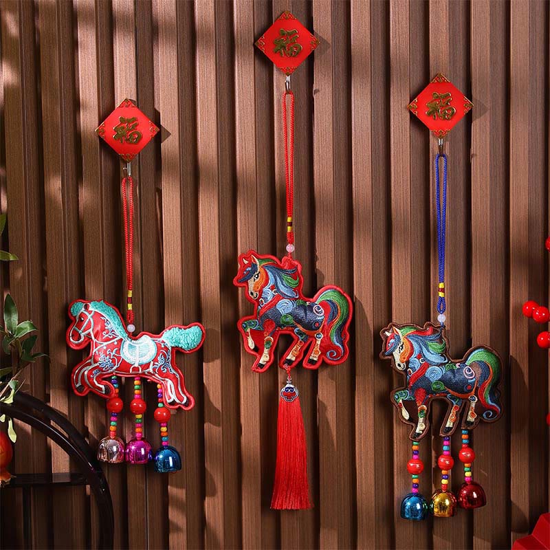 Nimara Ritual Year Of The Horse Embroidery Bell Tassel Hanging Decoration