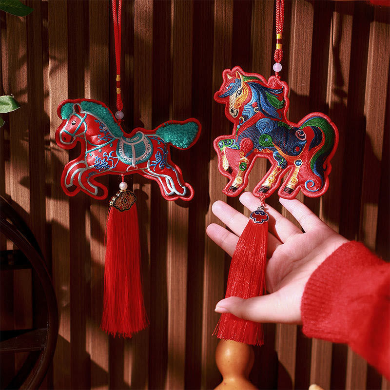Nimara Ritual Year Of The Horse Embroidery Bell Tassel Hanging Decoration