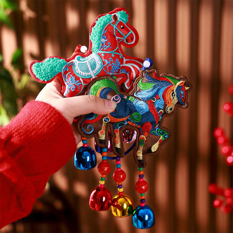 Nimara Ritual Year Of The Horse Embroidery Bell Tassel Hanging Decoration