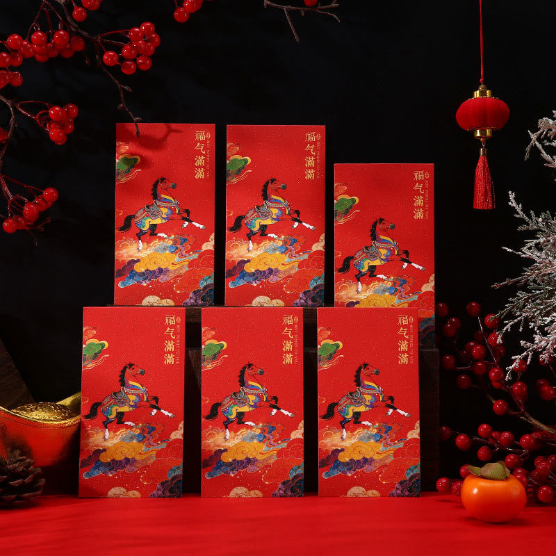 Nimara Ritual Year Of The Horse 2026 New Year Blessings 6pcs Chinese Red Envelope