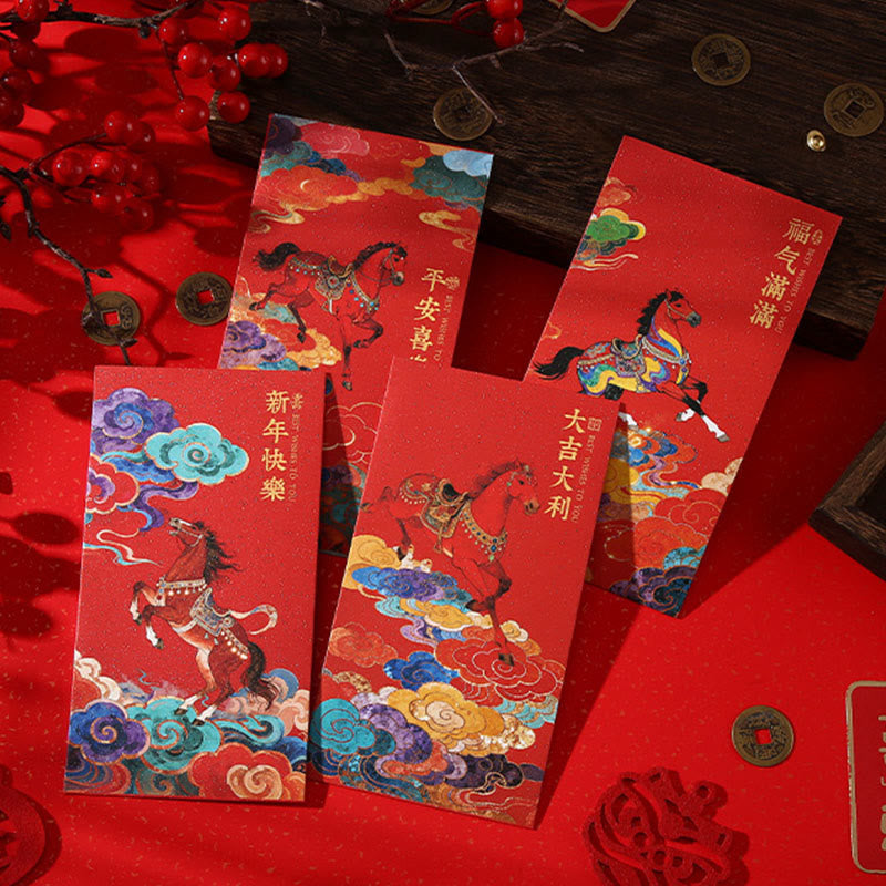 Nimara Ritual Year Of The Horse 2026 New Year Blessings 6pcs Chinese Red Envelope