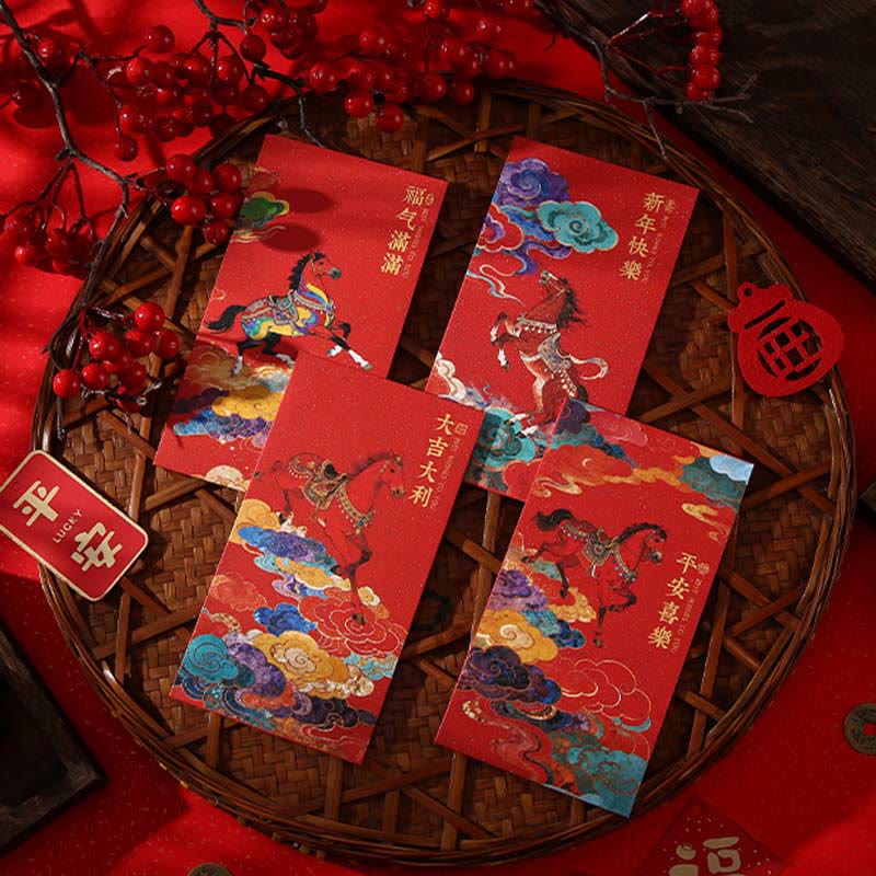 Nimara Ritual Year Of The Horse 2026 New Year Blessings 6pcs Chinese Red Envelope