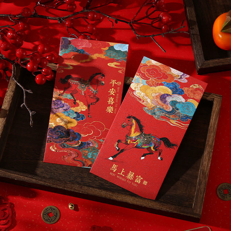 Nimara Ritual Year Of The Horse 2026 New Year Blessings 6pcs Chinese Red Envelope