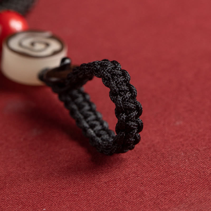 Nimara Ritual Handwoven Colorful Thread String Buckle Ivory Fruit Cinnabar Key Chain Phone Hanging Decoration