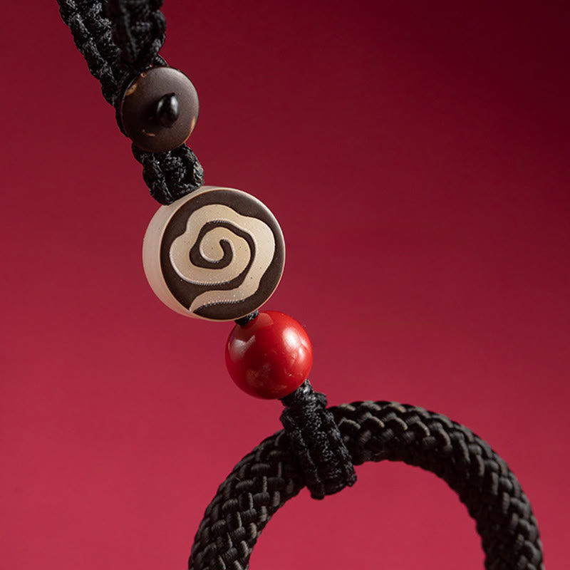 Nimara Ritual Handwoven Colorful Thread String Buckle Ivory Fruit Cinnabar Key Chain Phone Hanging Decoration