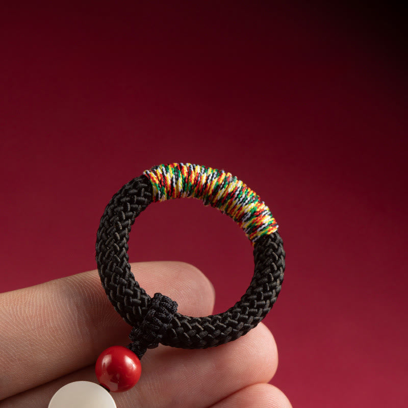 Nimara Ritual Handwoven Colorful Thread String Buckle Ivory Fruit Cinnabar Key Chain Phone Hanging Decoration