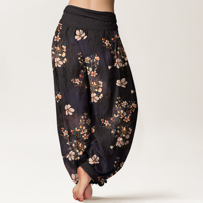 Nimara Ritual Pure Cotton Cherry Blossom Women's Elastic Waist Harem Pants