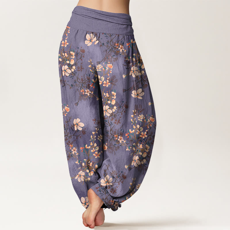 Nimara Ritual Pure Cotton Cherry Blossom Women's Elastic Waist Harem Pants