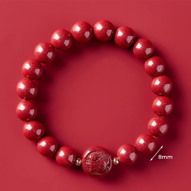 Nimara Ritual Chinese Zodiac Year Of The Horse Carved Cinnabar Peaceful Blessing Bracelet