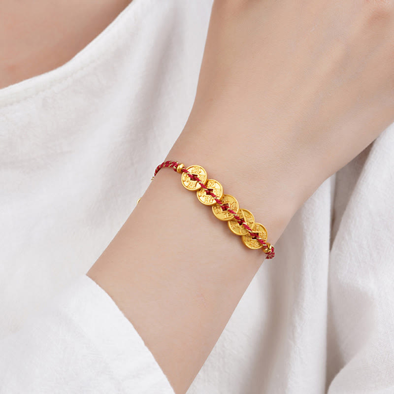 Nimara Ritual Five-Emperor Coins Copper Balance Hand-Woven String Bracelet