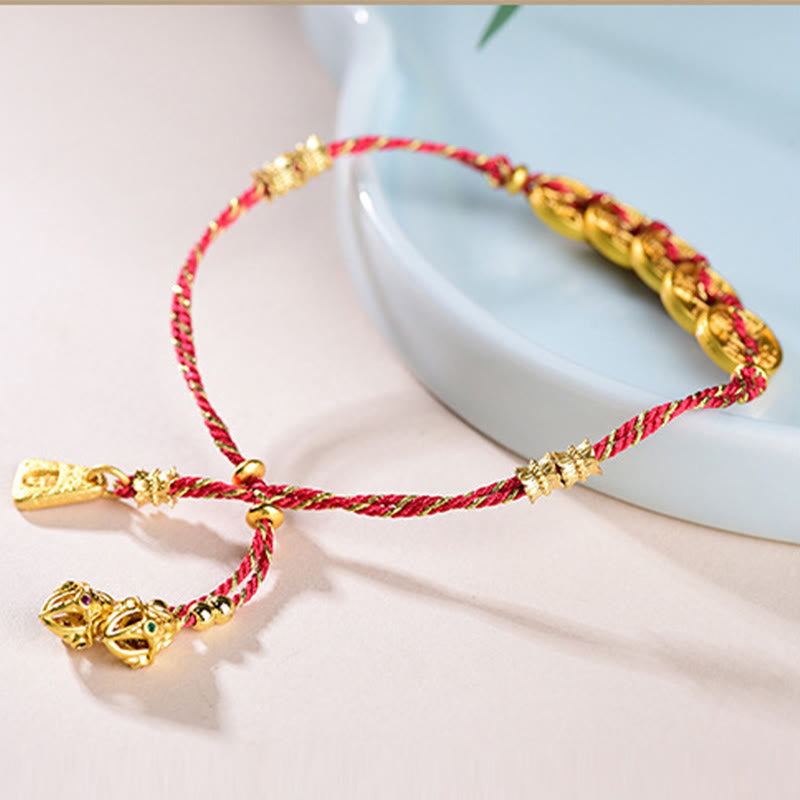 Nimara Ritual Five-Emperor Coins Copper Balance Hand-Woven String Bracelet