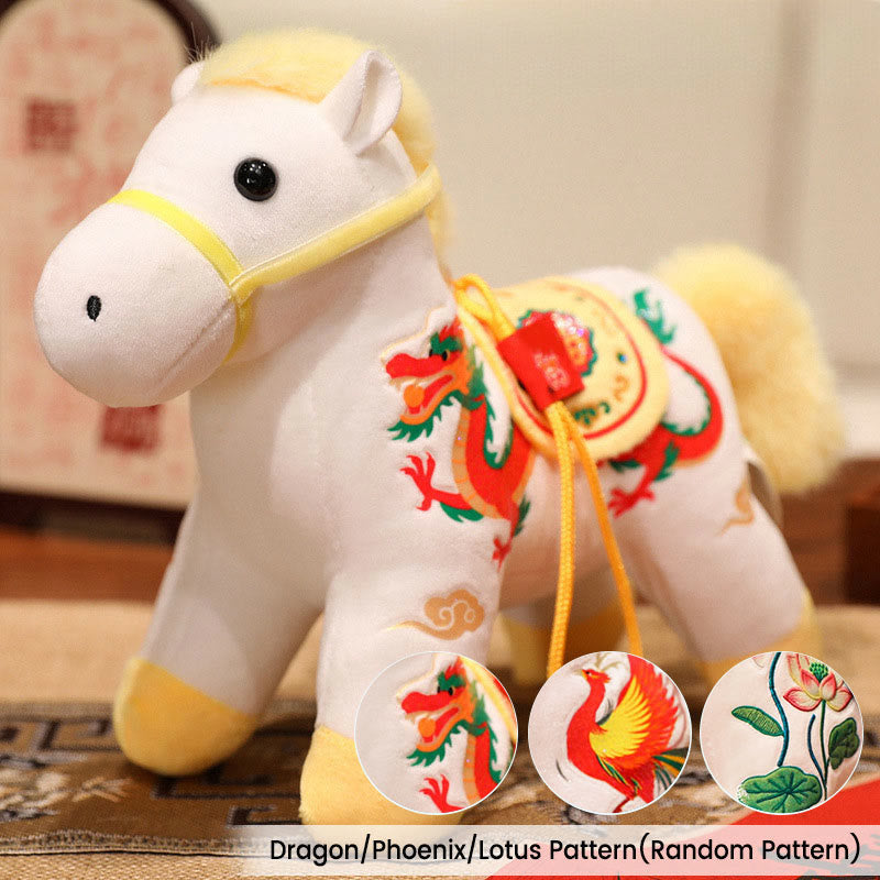 Nimara Ritual Year of the Horse Bamboo Dragon Lotus Phoenix Plush Doll Home Decoration