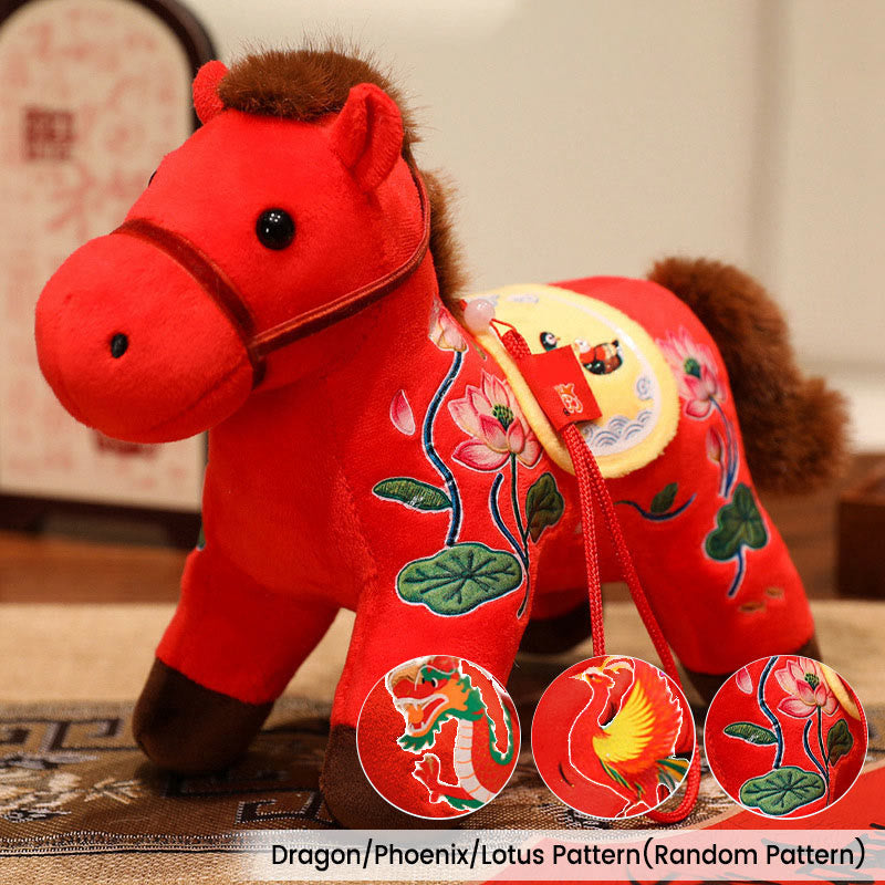 Nimara Ritual Year of the Horse Bamboo Dragon Lotus Phoenix Plush Doll Home Decoration