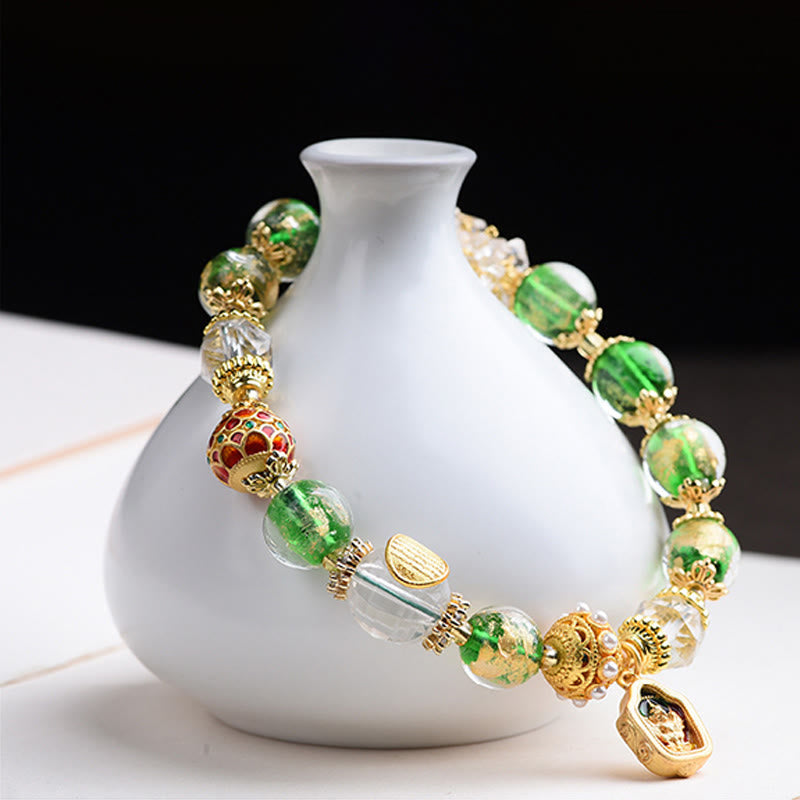 Nimara Ritual Liuli Glass 925 Sterling Silver Copper Keep Away Evil Spirits Bracelet