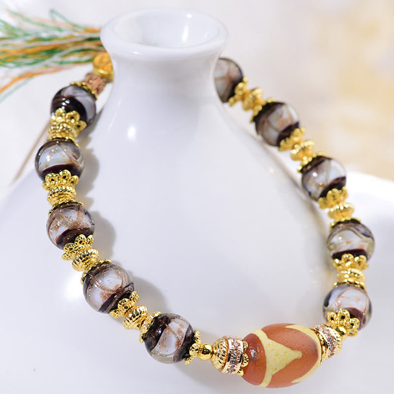 Nimara Ritual Liuli Glass Dzi Beads Blessings Bracelet