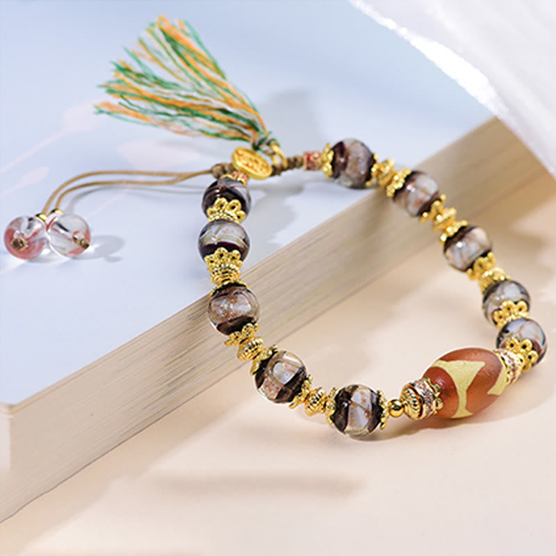 Nimara Ritual Liuli Glass Dzi Beads Blessings Bracelet