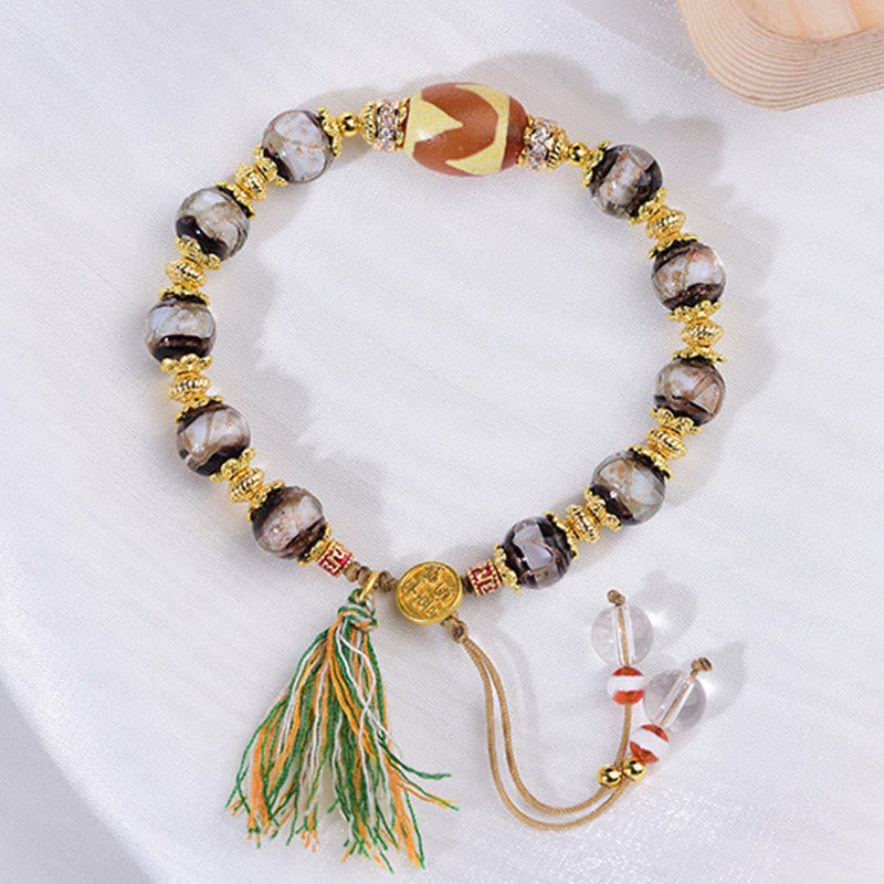 Nimara Ritual Liuli Glass Dzi Beads Blessings Bracelet
