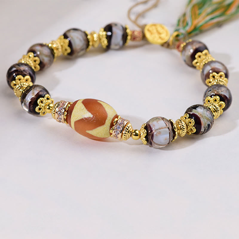 Nimara Ritual Liuli Glass Dzi Beads Blessings Bracelet