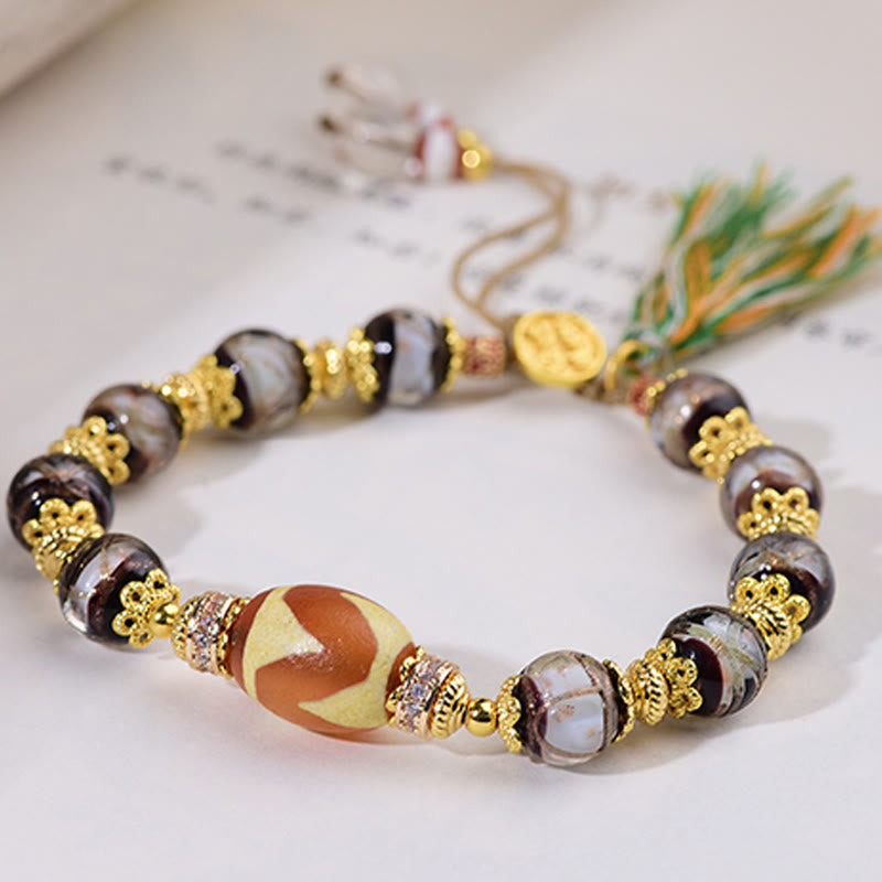 Nimara Ritual Liuli Glass Dzi Beads Blessings Bracelet