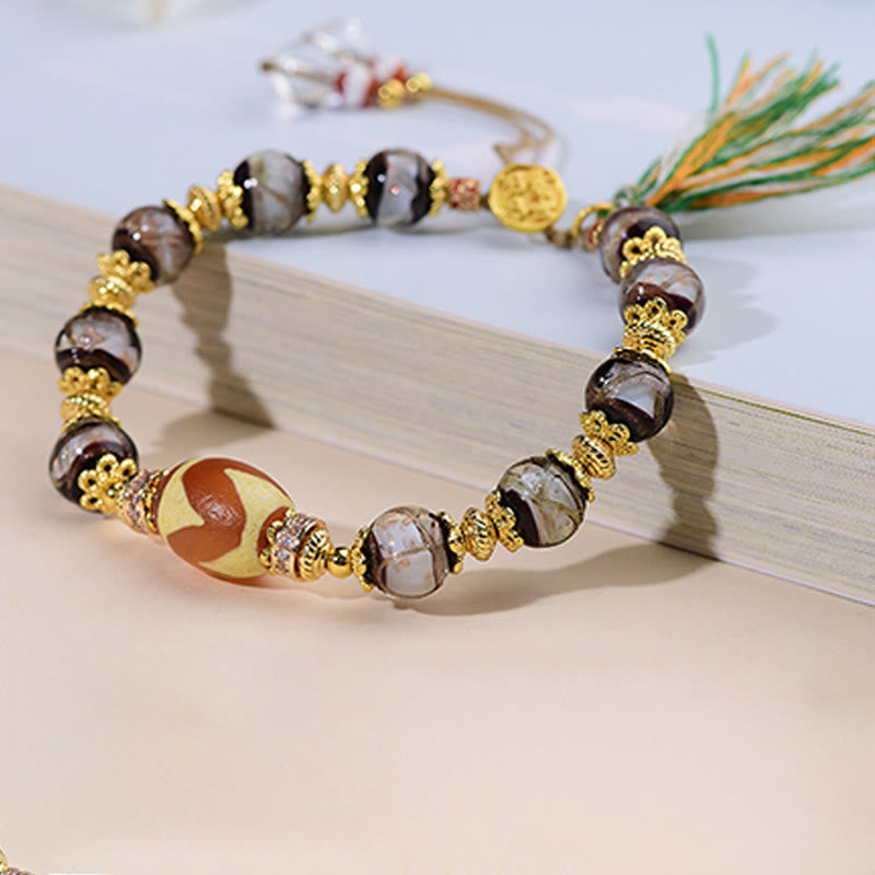 Nimara Ritual Liuli Glass Dzi Beads Blessings Bracelet
