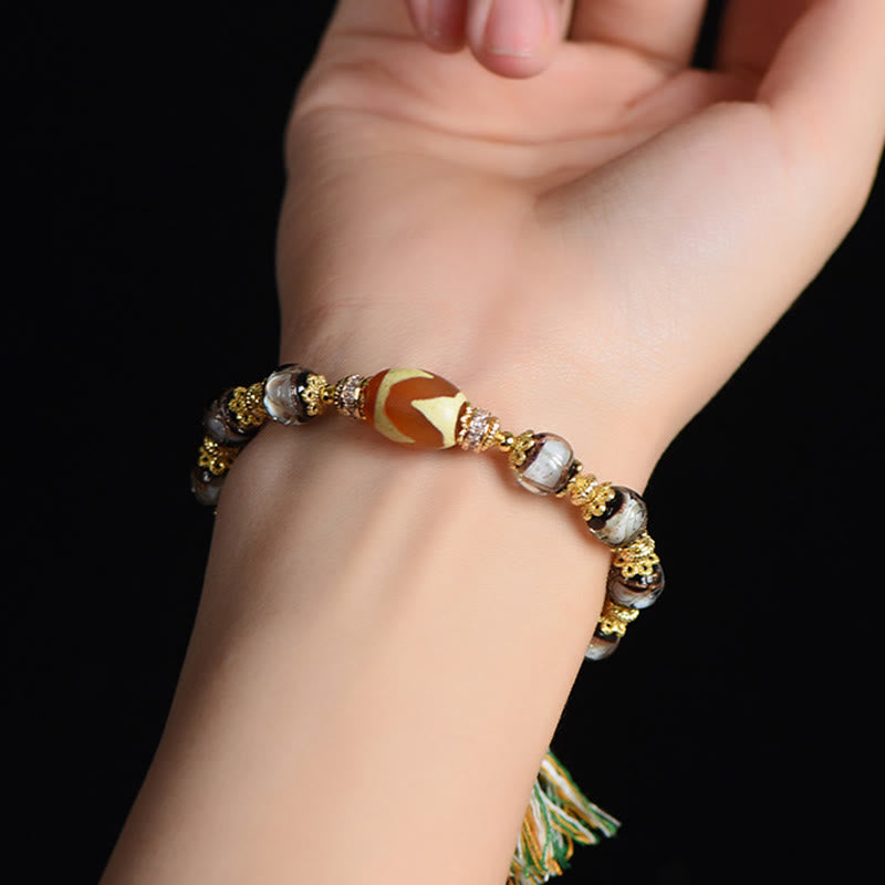 Nimara Ritual Liuli Glass Dzi Beads Blessings Bracelet