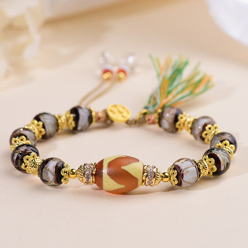 Nimara Ritual Liuli Glass Dzi Beads Blessings Bracelet