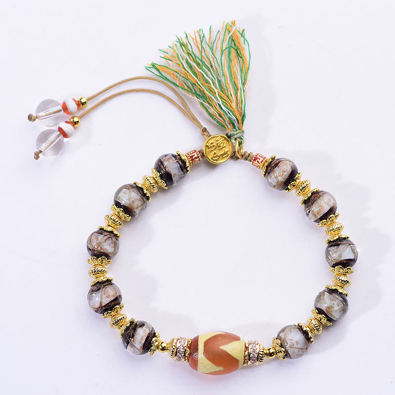 Nimara Ritual Liuli Glass Dzi Beads Blessings Bracelet