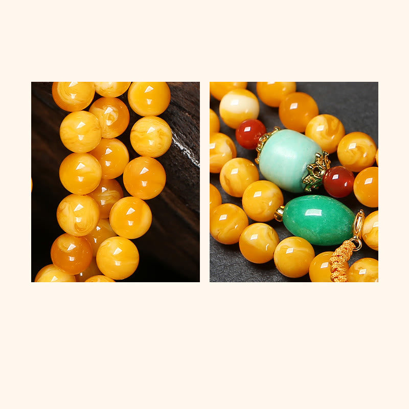 Nimara Ritual 108 Beads Peace Buckle Lucky Cat Amber Auspicious Fortune Mala