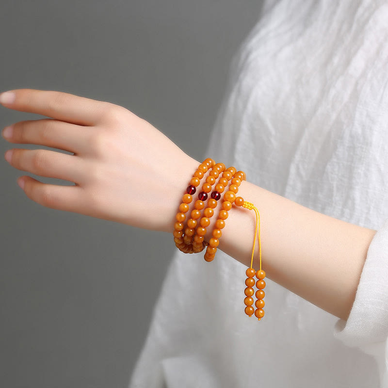 Meditation Tibetan Amber Round Bead Mala