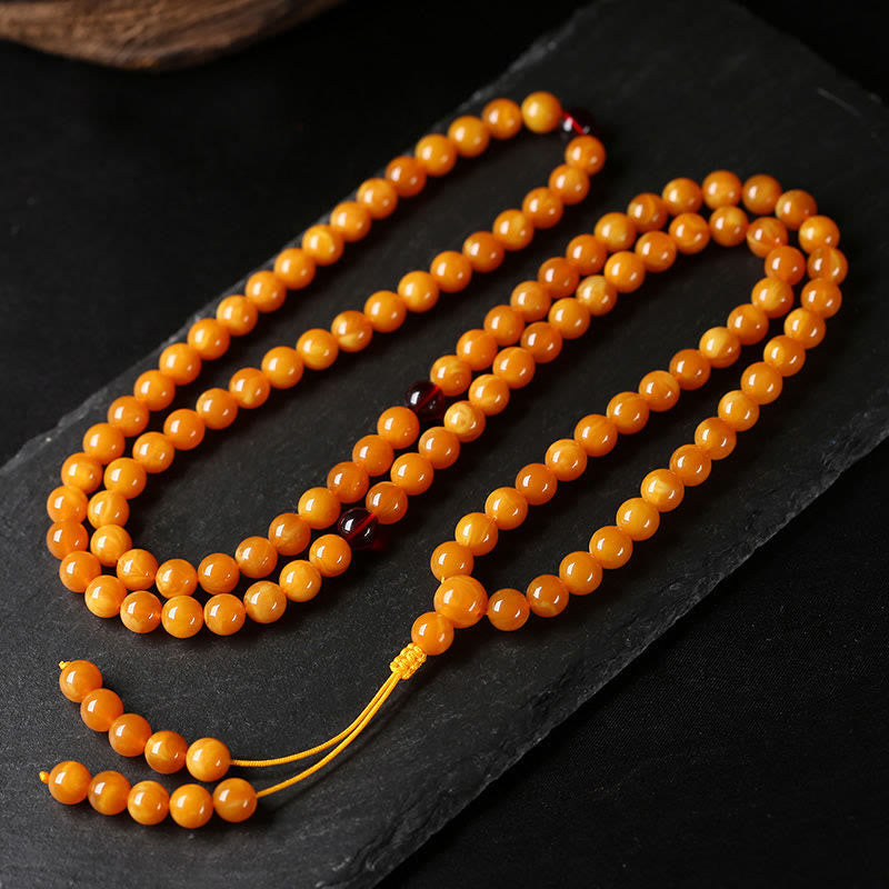Nimara Ritual Tibetan Amber Round Bead Mala