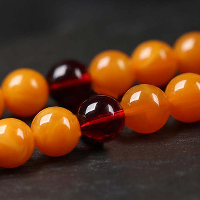 Meditation Tibetan Amber Round Bead Mala