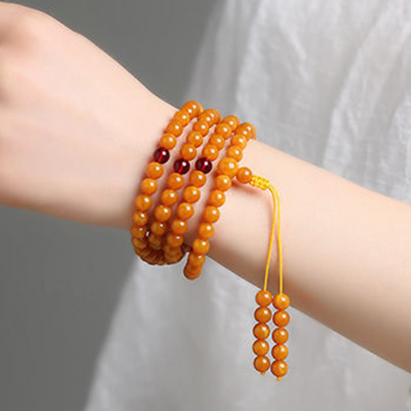 Nimara Ritual Tibetan Amber Round Bead Mala